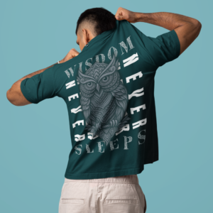 Wisdom Never Sleeps, Owl Graphic Oversized T-Shirt